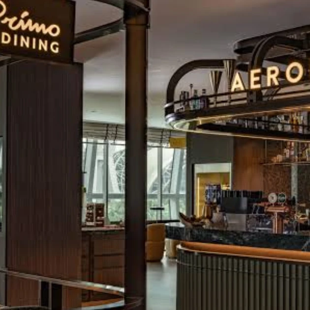 The entrance to Primo Dining and the Aero Bar.